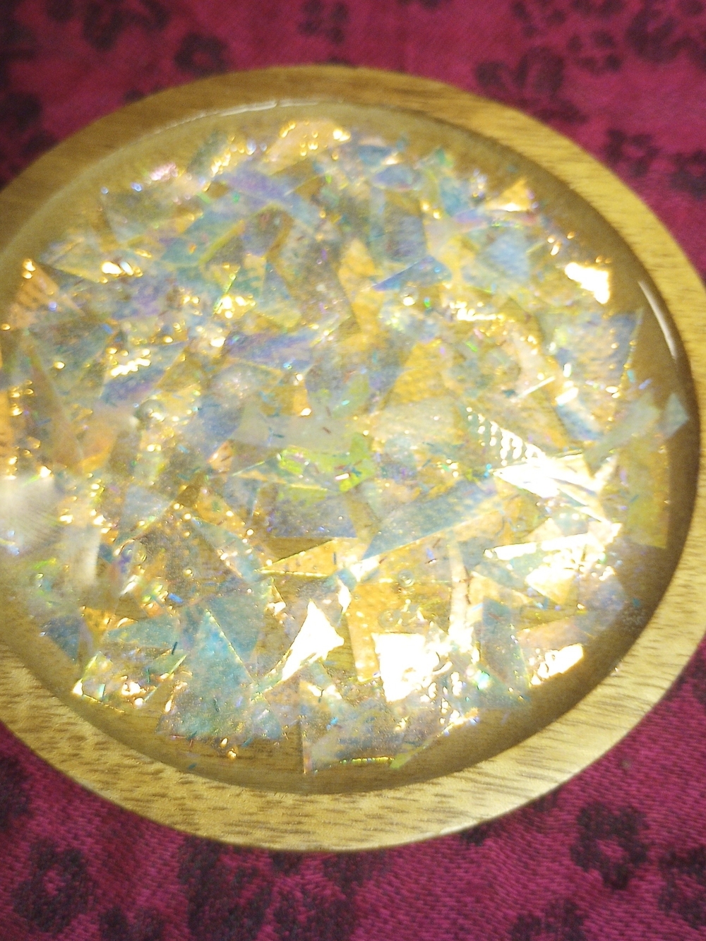 Iridescent Opal Resin Trinket Coaster Art- One Of A KIND